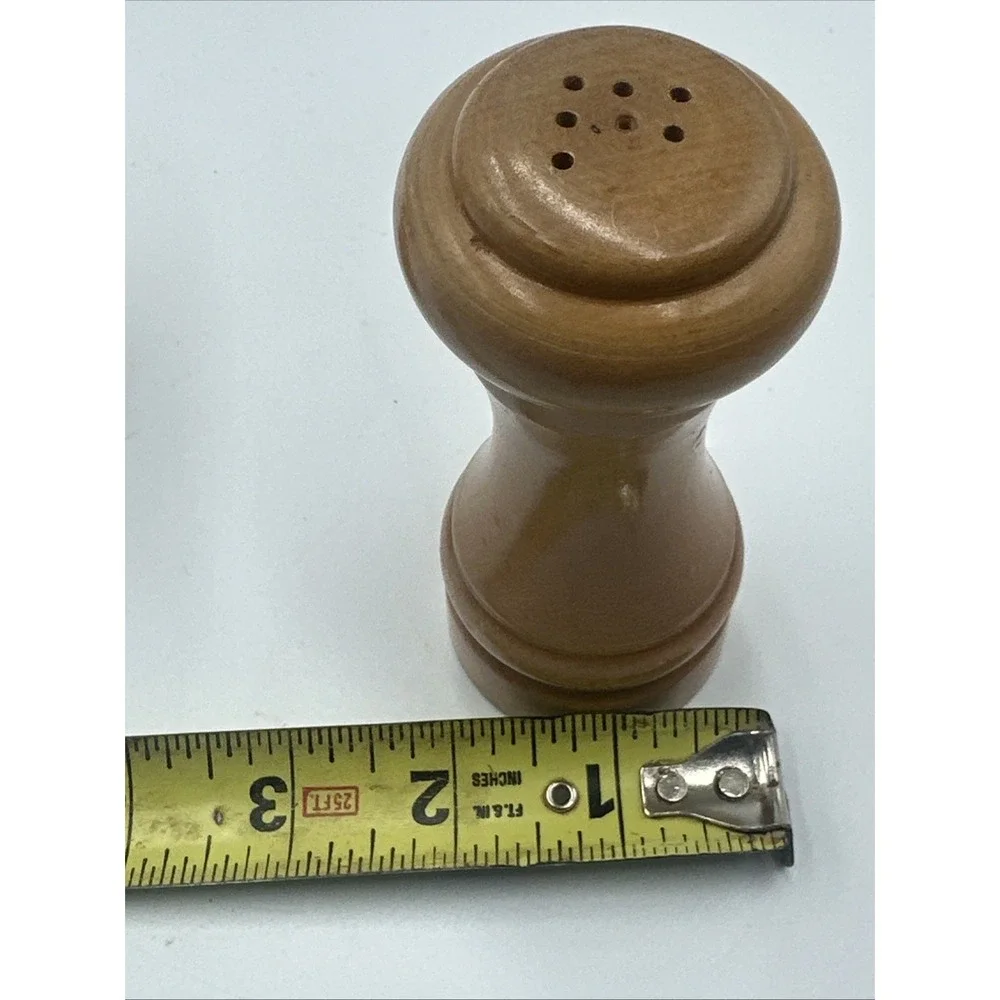 Vintage Wood Salt & Pepper Shakers Set 4